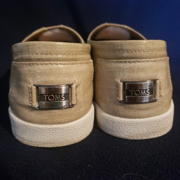 TOMS AVALON OXFORD TAN PATENT LINEN SIZE 8 - Picture 4 of 8